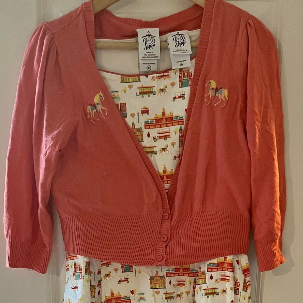 XL Disney Dress Shop Main Street USA Dress and Cardigan